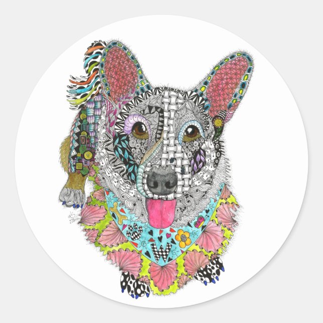 Cute and Colourful Cardigan Welsh Corgi Sticker 3" (Front)