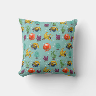 Cute and Colourful Cartoon Fish with Bubbles Cushion