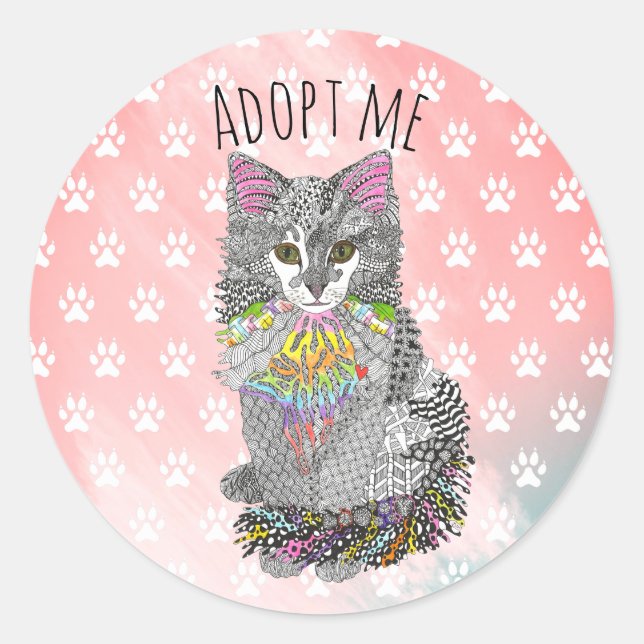 Cute and Colourful Cat Adopt Me Sticker (Front)