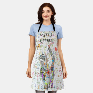 Cute and Colourful Cat and Butterfly Personalised Apron