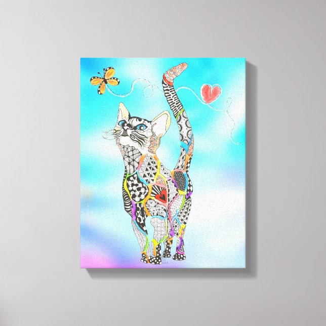 Cute and Colourful Cat Canvas - 11X14" (Front)