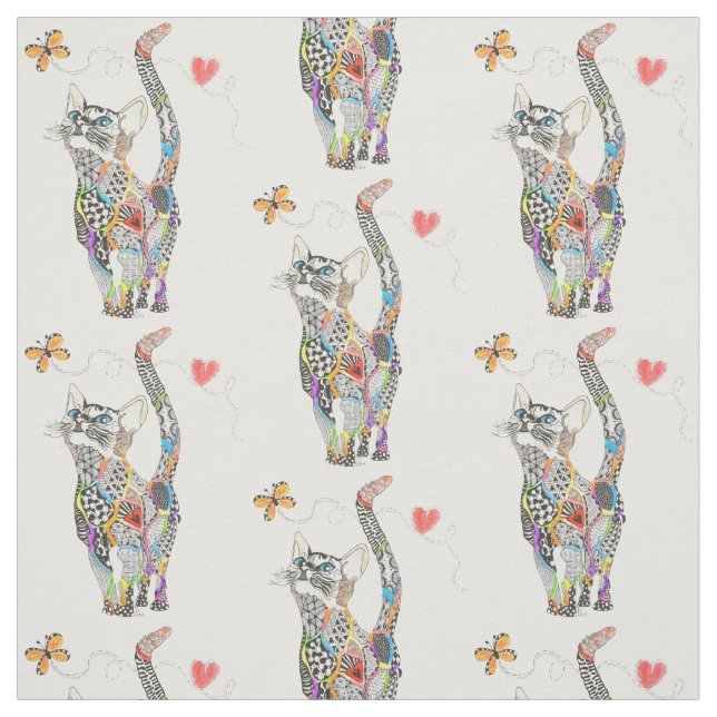 Cute and Colourful Cat Fabric (Swatch)