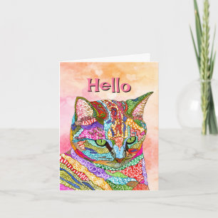 Cute and Colourful Cat Greeting Card