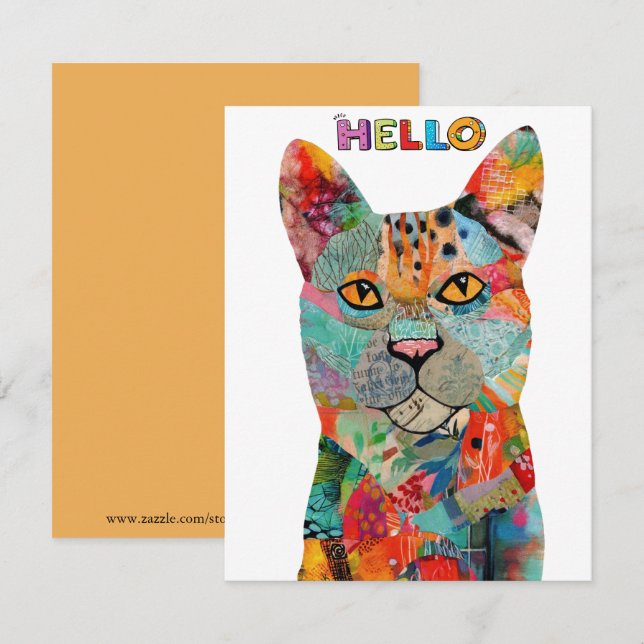 Cute and Colourful Cat Greeting Card (Front/Back)
