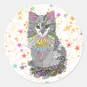 Cute and Colourful Cat Kitten Sticker