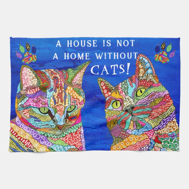 Cute and Colourful Cat Lover Kitchen Towel (Horizontal)