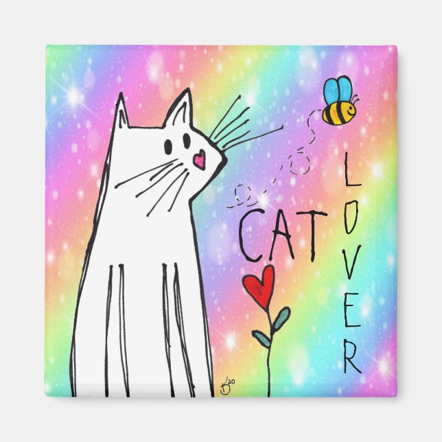 Cute and Colourful Cat Lover Magnet (Front)