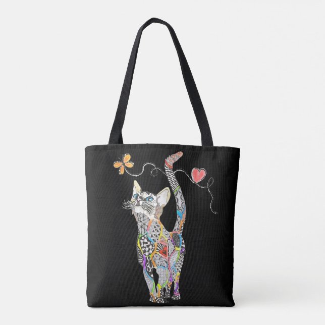 Cute and Colourful Cat Tote Bag (Back)