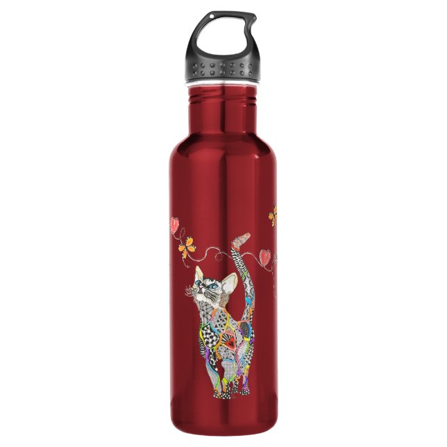 Cute and Colourful Cat Water Bottle (Front)