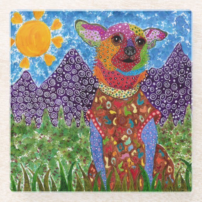 Cute and Colourful Chihuahua Coaster (Front)