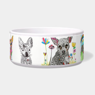 Cute and Colourful Chihuahua Dog Bowl