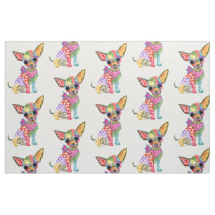 Cute and Colourful Chihuahua Fabric