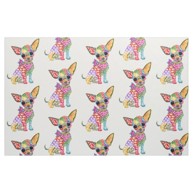 Cute and Colourful Chihuahua Fabric (Fat Quarter)