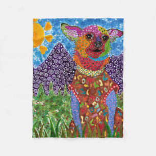 Cute and Colourful Chihuahua Fleece Blanket