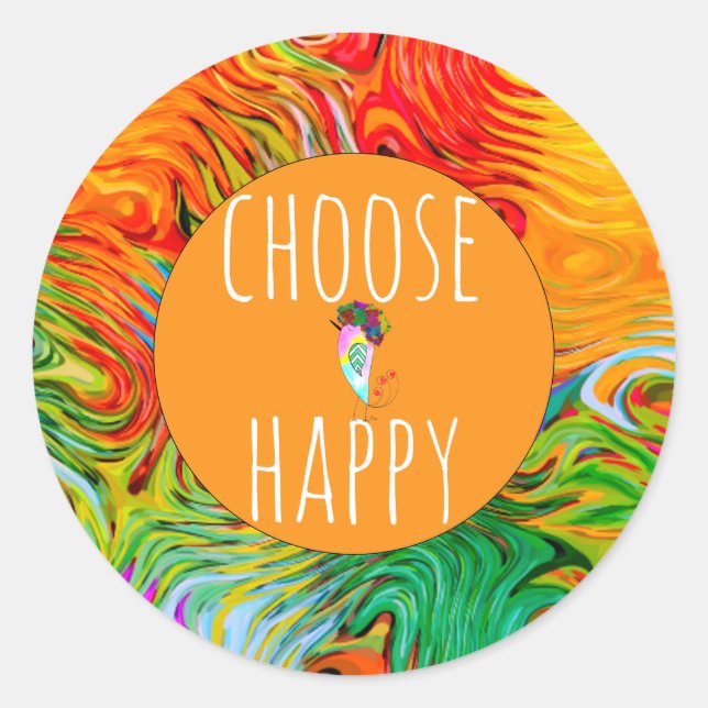 Cute and Colourful Choose Happy Sticker (Front)