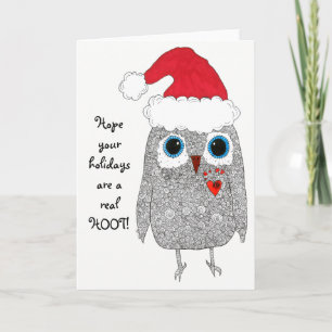 Cute and Colourful Christmas Owl Greeting Card