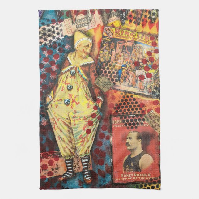 Cute and Colourful Circus Clown Kitchen Towel (Vertical)