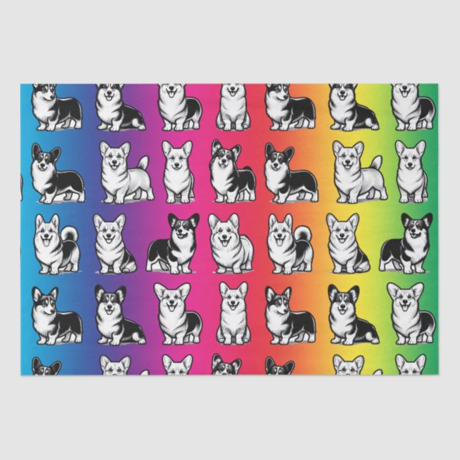 Cute and Colourful Corgi Tissue Paper (Front)