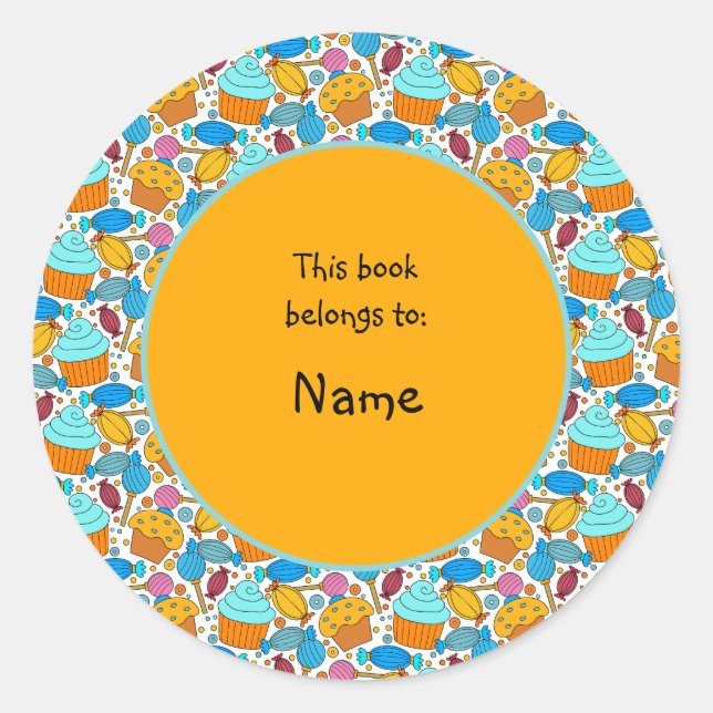 cute and colourful cupcakes and sweets classic round sticker (Front)