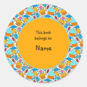 cute and colourful cupcakes and sweets classic round sticker