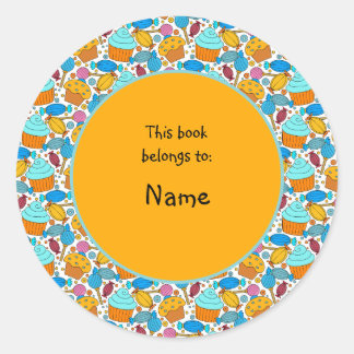 cute and colourful cupcakes and sweets classic round sticker