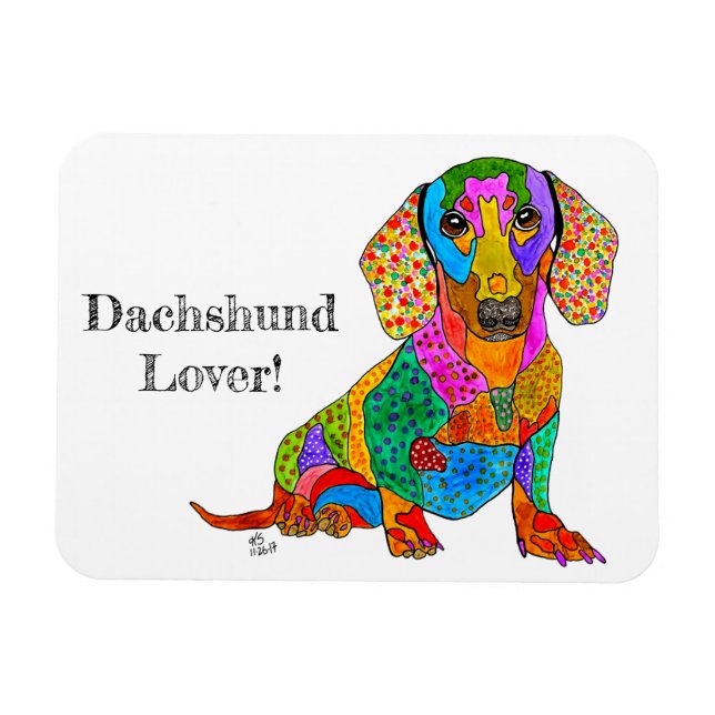 Cute and Colourful Dachshund Magnet 3" x 4" (Horizontal)