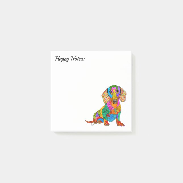 Cute and Colourful Dachshund Post-it Notes (Front)