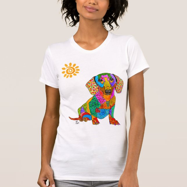 Cute and Colourful Dachshund T-shirt (Front)