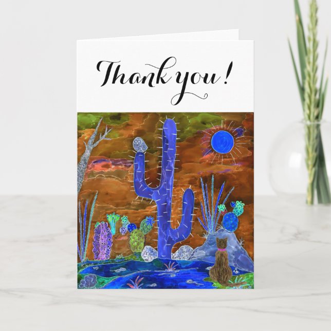 Cute and Colourful Desert Cat Greeting Card (Front)