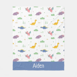 Cute and Colourful Dinosaur Pattern Kids Fleece Blanket