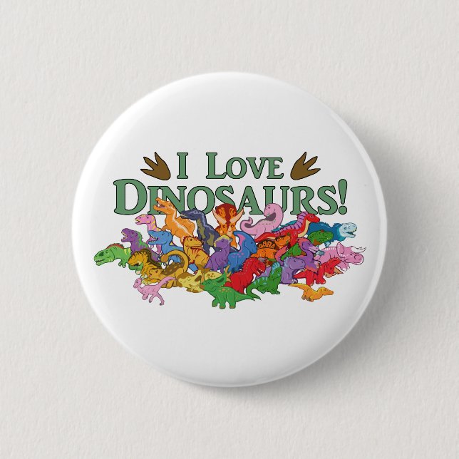 Cute and Colourful Dinosaurs 6 Cm Round Badge (Front)