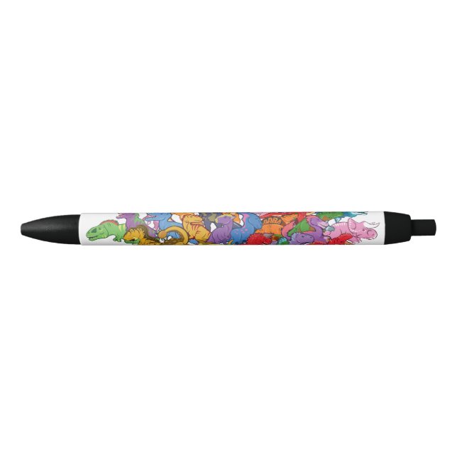 Cute and Colourful Dinosaurs Black Ink Pen (Front)