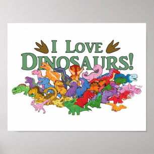 Cute and Colourful Dinosaurs Poster