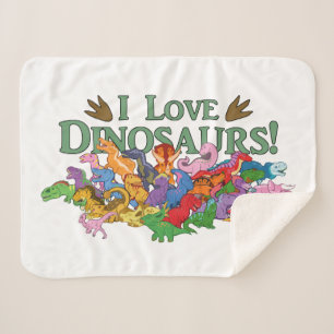 Cute and Colourful Dinosaurs Sherpa Blanket