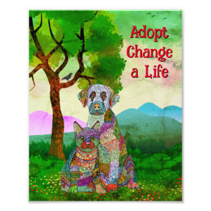 Cute and Colourful Dog and Cat Adoption Photo Print