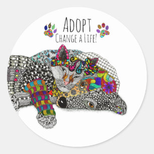 Cute and Colourful Dog and Cat Adoption Sticker
