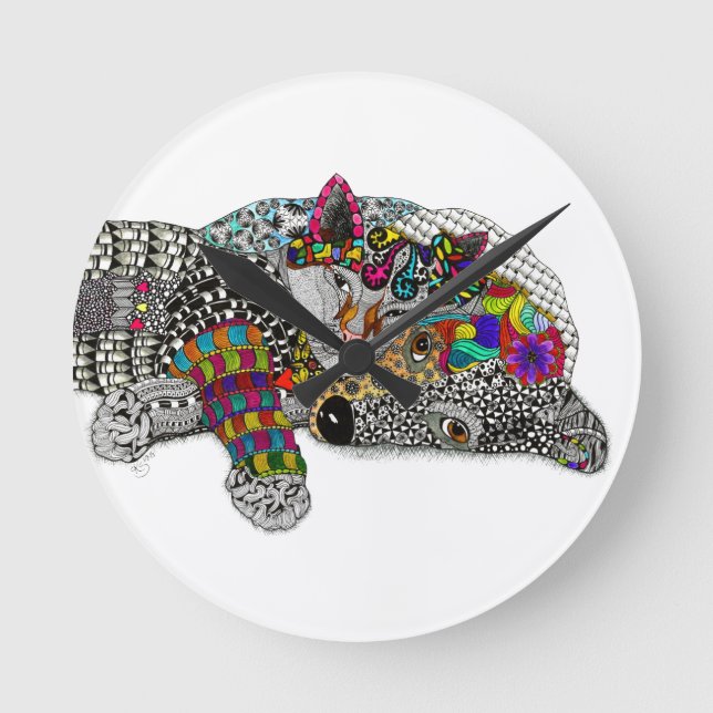Cute and Colourful Dog and Cat Clock (Front)