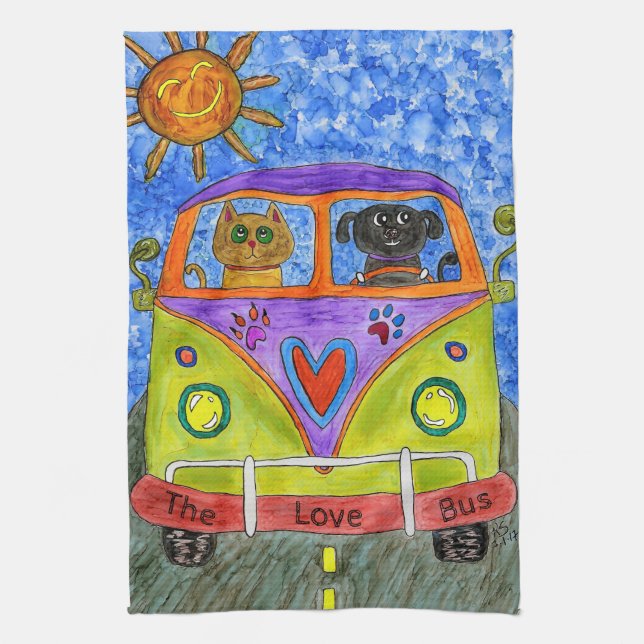 Cute and Colourful Dog and Cat Kitchen Towel (Vertical)