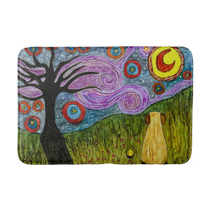 Cute and Colourful Doggy Starry Night Bath Mat
