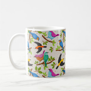 Cute and Colourful Drawing of Several Spring Birds Coffee Mug