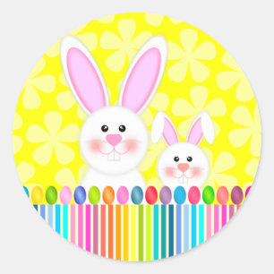 Cute and Colourful Easter Bunny Classic Round Sticker