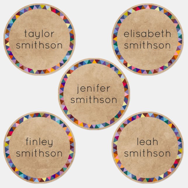 Cute And Colourful Elegant Personalised Name Schoo (Group)