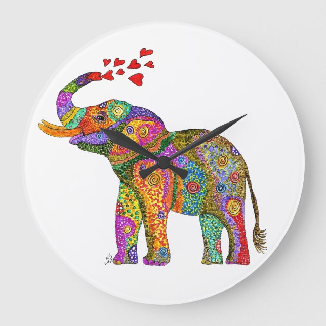 Cute and Colourful Elephant Clock (Front)