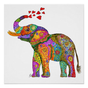Cute and Colourful Elephant Poster 20" x 20"