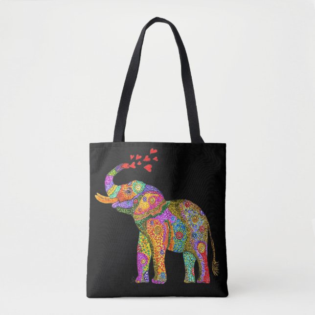 Cute and Colourful Elephant Tote Bag (Front)