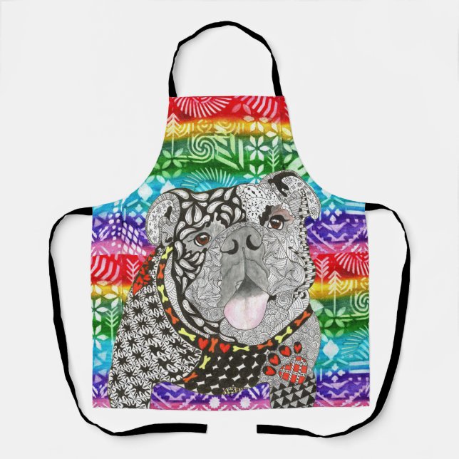 Cute and Colourful English Bulldog Apron (Front)