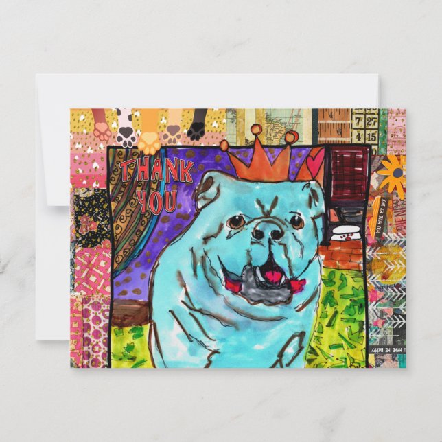 Cute and Colourful English Bulldog Greeting Card (Front)
