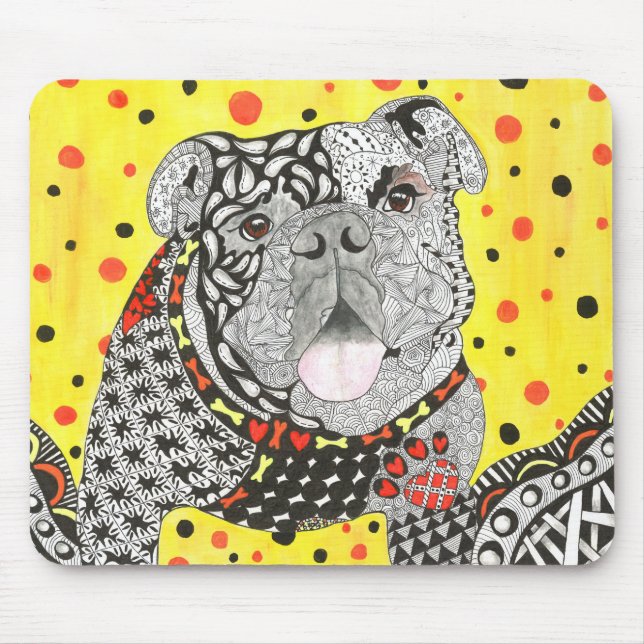 Cute and Colourful English Bulldog Mousepad (Front)