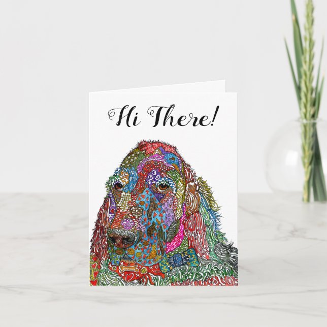 Cute and Colourful English Setter Greeting Card (Front)