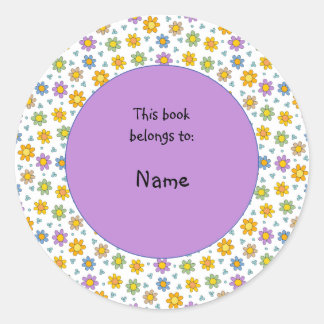 cute and colourful flower and dots classic round sticker